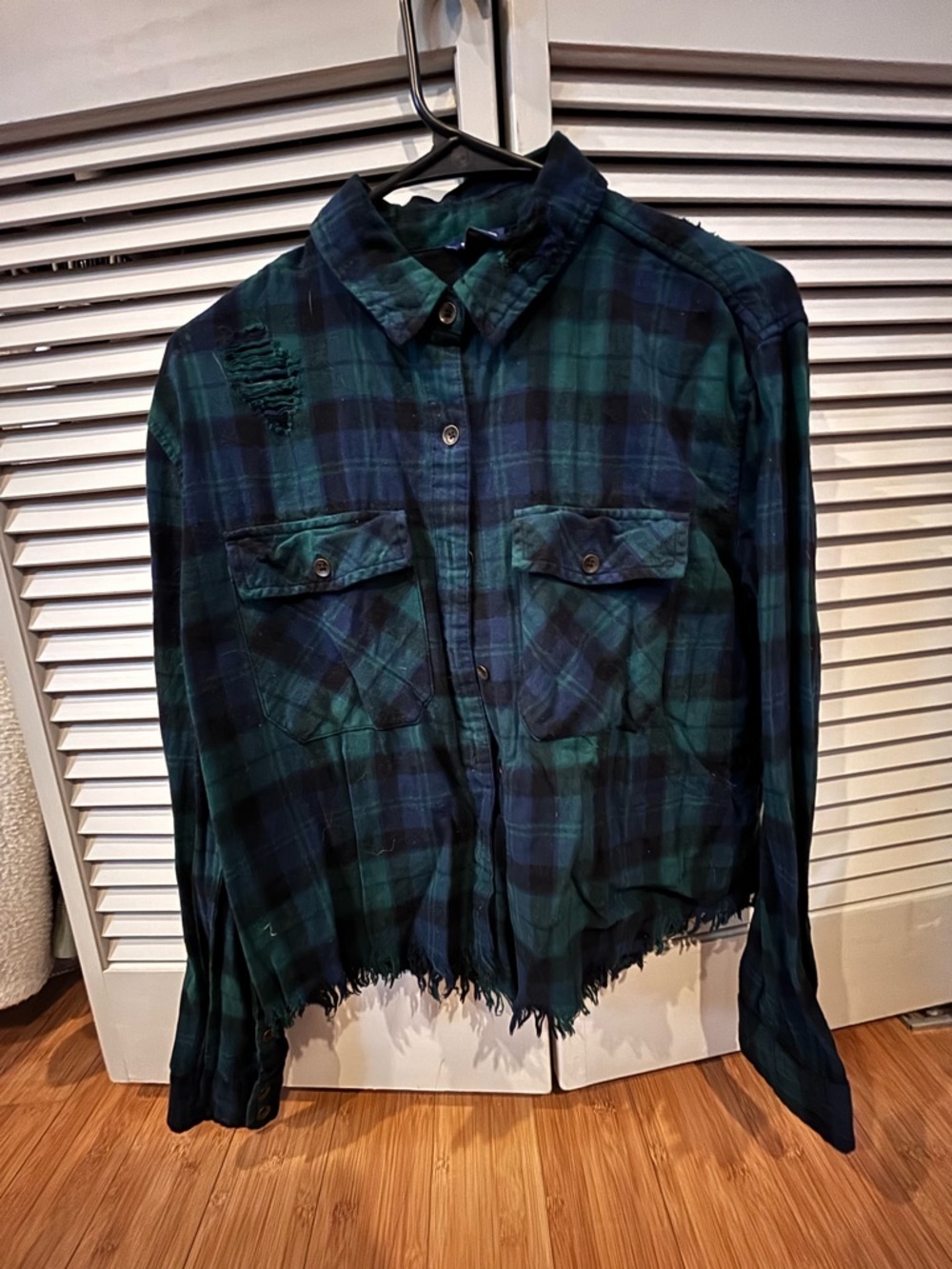 Forever 21 Green and Navy Plaid Button-Down Shirt